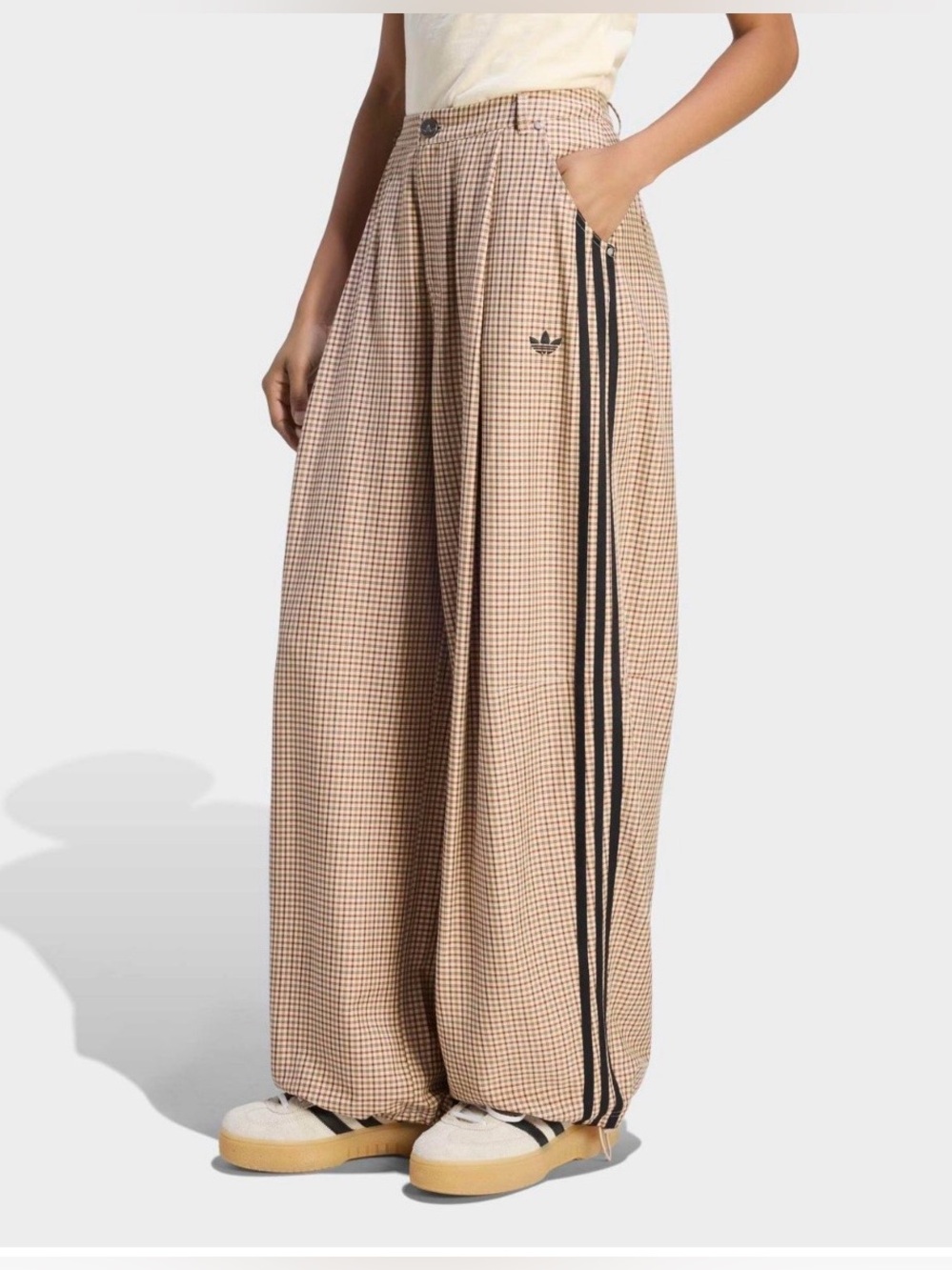 SOLD OUT Adidas Original Check TwillWide Leg Convertible Trouser / Jogger Pants